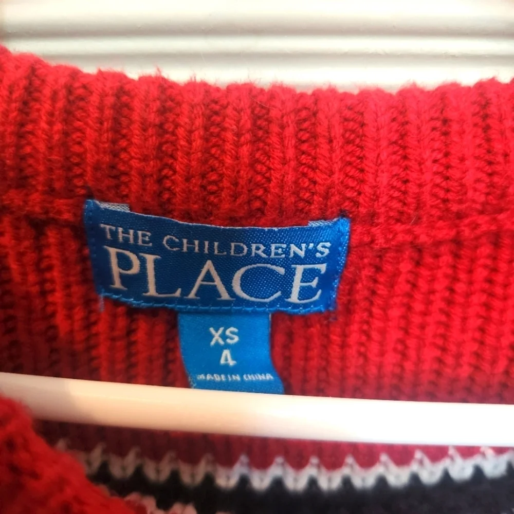 The Children’s Place Striped Ribbed Multicolor Color block Sweater Extra S…